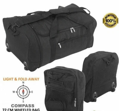 Extra Large Lightweight Folding Wheeled Holdall Luggage Cargo Travel Duffle Bag - Image 1 of 4