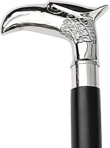 SOLID BRASS LONG KNOB HEAD HANDLE VINTAGE WOODEN WALKING STICK CANE STYLE GIFT - Picture 1 of 4