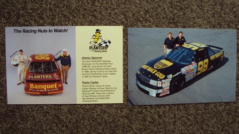 Lot of 2 different - Jimmy Spencer #98 " PLANTERS & MOLLY GOLD " NASCAR POSTCARD Cover