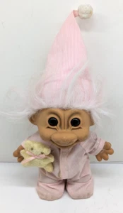 Vintage Russ Troll Doll Bedtime Sleep Pajamas White Hair Brown Eyes 7" - Picture 1 of 13