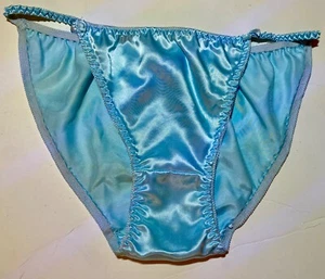 gorgeous vintage Jolie sky blue satin string, bikini panties XL new without tags - Picture 1 of 9