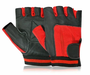 Mujeres Rojo Ciclismo Gimnasio Entrenamiento Culturismo Guantes Cuero Real Acolchado Reino Unido PP! - Imagen 1 de 5