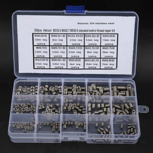 300pcs Threaded Insert Kit Tool Set Stainless Steel Thread Repairing Tool M3x0.5 - Picture 1 of 7