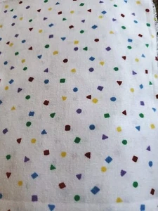 Vntg Sewing Fabric Primary Color Geometric Polka Dots On White 19x45" Cotton - Picture 1 of 3
