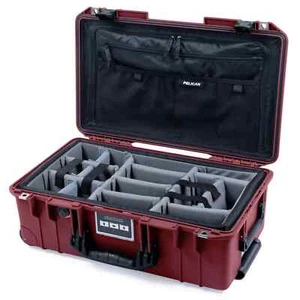 Oxblood & Black Pelican 1535 Air case with dividers (grey) and Combo lid Pouch. - Picture 1 of 4