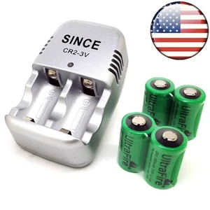 Charger + 4x 800mAh 3.0V Rechargeable Battery For UltraFire CR2 15270 USA STOCK - Picture 1 of 7