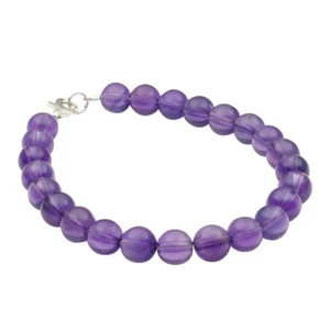 Bracciale Gemme Braccialetti Di Ametista & 925 Argento, Viola Porpora, 20,5cm - Picture 1 of 1