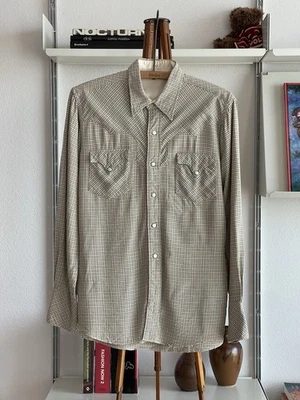 Camisa a Cuadros Vintage Años 40 50 Rayón Western Botón a Presión Vaquero Rockabilly Sombra Foto 1 de 4