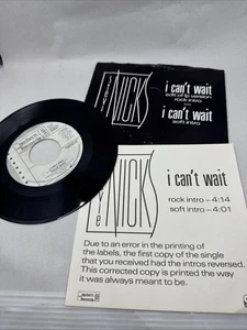 STEVIE NICKS I Can't Wait US Promo 7" Misprint Incorrect Times W/Picture Sleeve - Picture 1 of 7