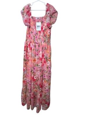 Nuevo Vestido Floral Sin Palabras Niñas Jóvenes Manga Campana En Niveles Primavera Coral Talla 12 Foto 1 de 4