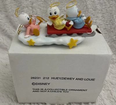 De colección Grolier Huey Dewey Louie Angel Disney Trineo Adorno de Navidad Foto 1 de 4