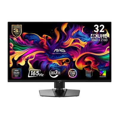 MSI MAG 322UP QD-OLED E16 32" UHD 4K QD-OLED 165Hz 0.03ms Gaming Monitor - Image 1 of 4