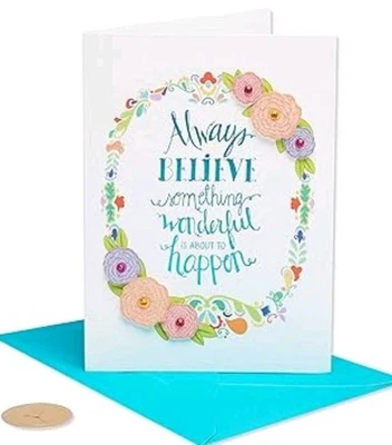 Papyrus Blank Card Multipurpose Floral "Always Believe Something Wonderful Is.." - Image 1 of 3
