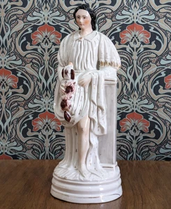 Large 19th Century Staffordshire Pottery Antique Man & Spaniel Dog Figure 41.5cm - Picture 1 of 16