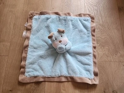 Manta de seguridad Carters azul cachorro perro bebé Lovey juguete suave bronceado satinado sonajero Foto 1 de 4