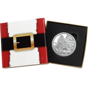SilverTowne Storytime with Santa 1oz .999 Silver Round in Santa Belt Buckle Gift - Picture 1 of 8