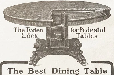 Hastings Table Co. Emil Tyden Patente Pedestal Bloqueo Inventor Michigan De Colección 1903 Anuncios Foto 1 de 2