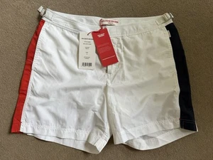 Orlebar Brown Swim Shorts Bulldog Panel White Red/Navy Stripes (Size 34 Slim) - Picture 1 of 6