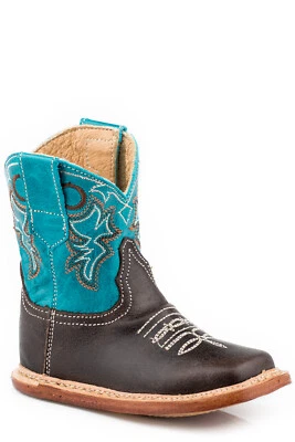 Roper Infant Boys Brown/Blue Leather Cowbabies Kal Cowboy Boots - Image 1 of 2