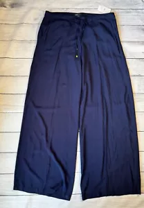 New MNG Mango Women's Large Tall Wide Leg Trouser Pants (36 x 35) Semi Sheer - Picture 1 of 5