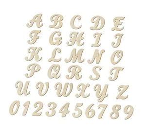 4 Inch 138 Pieces Wooden Letters and Numbers,Unfinished Wood Alphabets Cursive - Picture 1 of 3