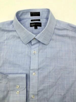 Camisa de vestir de manga larga azul blanca para hombre Neiman Marcus 16,5 34/35 $90 Foto 1 de 3