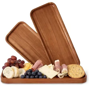Solid Acacia Wood Serving Trays (14 x 5.5 inches) 3-pack - Picture 1 of 7