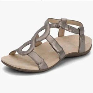Sandalias Vionic Jodie Ortopédicas Soporte para Arco Correa Trasera Ajustable Metálicas Plateadas - Imagen 1 de 7