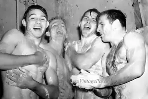 1940's Nude Male Beefcake Shower Fun Navy WW2 Gay Int 4"x6" Reprint Photo G36 - Picture 1 of 2