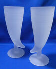 A Pair Of Vintage Frosted Horn Pilsner Tiara Barware Glasses by Indiana Glass