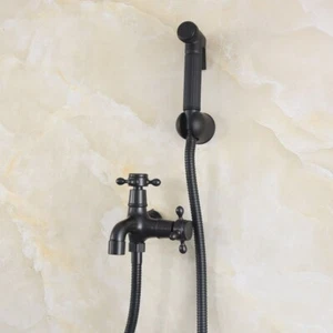 Black Brass Double Use Bathroom Bidet Faucet Hand Held Toilet Bidet Sprayer Set - Picture 1 of 7