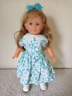 Corolle S.A.~poupée Doll ~17”~Blonde Hair~Blue/ White/Green Dress~Sleepy Eyes