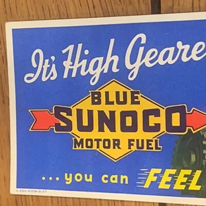 1937 Blue Sunoco Motor Fuel Gas Station Advertising Card McClement Philadelphia  - Picture 1 of 7