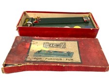 Jeu de course de chevaux antique années 1930 Gee Wiz en fer blanc avec boîte d'origine / vintage