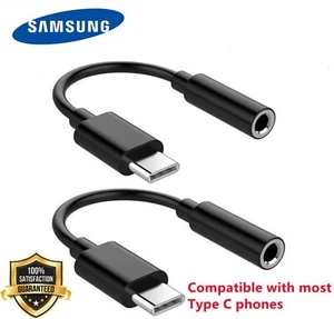 For Samsung USB-C To 3.5mm Jack Audio Adapter Type-c Headphone Aux Cable Black - Picture 1 of 9