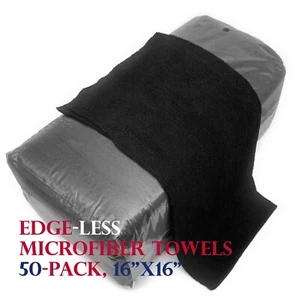 Microfiber Towel Edgeless Cleaning Cloth 50PK 16x16 Polish Wax Detailing Dry Car - Picture 1 of 10