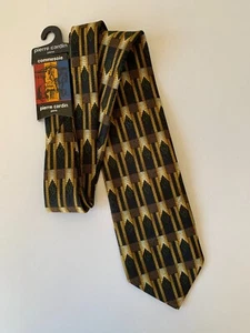 Pierre Cardin Paris Mens Retro Brown Tie NWT Party Disco Made in Italy - Picture 1 of 9