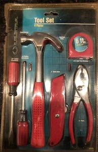 Ultra Hardware #41272 6 Piece Household Tool Set New On Card. RED Easy To Locate - Picture 1 of 7