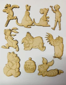 Winnie The Pooh Set 10 Piezas, Tamaño 100mm,Mdf3mm, Artesanía,Adorno,Corte Láser  - Imagen 1 de 2