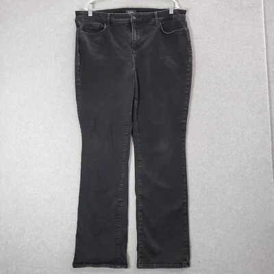 Pantalones de mezclilla para mujer NYDJ 18 negros Marilyn recto tiro alto elevación x entrepierna Tuck 30 Foto 1 de 4