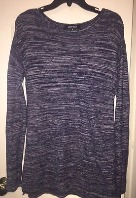 ELLEN TRACY 中号女式希瑟长袖船领毛衣海军蓝 — 第 1/4 张图片