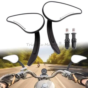Matte Black 8mm Rear View Mirrors For Harley Sportster XL Softail Touring Dyna - Picture 1 of 16