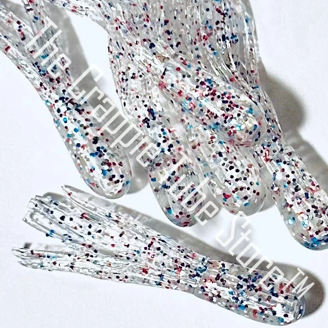 Paquete de 50 Crappie Jig Tube™ Original de 1,5" Transparente Multi Brillo (Rojo, Azul, Plata) Foto 1 de 1