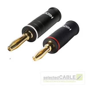 HICON Bananenstecker 4,2mm Schwarz matt echtvergoldet 2er Set | HI-BM07-RED -WHT - Bild 1 von 1