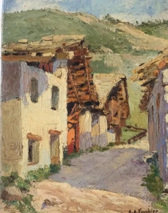 Antique Original Painting Mountain Landscape 1948 - Picture 1 of 8