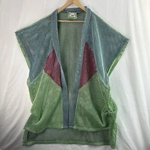 Regalia Women Poncho Size XXL 2XL Mesh Multicoloured Short Sleeve Cover Up Open - Picture 1 of 9
