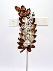 Gorgeous Vtg  Verified Juliana  Brooch W/ Amber  Navettes And Ab Glass Beads 614