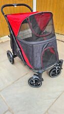 PawHut Foldable Pet Dog 4 Wheel Carriage Stroller Removable Wheels Red Black 