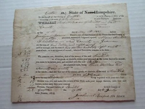 GRAFTON COUNTY NEW HAMPSHIRE; 15th MAY 1821 ATTACHMENT OF GOODS, ROBERT BROWN - Picture 1 of 4
