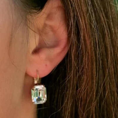 Emerald Cut 6Ct Lab Grown/CVD Diamond Wedding Gift Drop Dangle Earring 14k Gold - Image 1 of 4